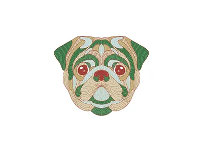 Pug Portrait animal dog doggo icon illustration illustrator portrait portrait art pug sticker sticker design symmetrical vector vector art