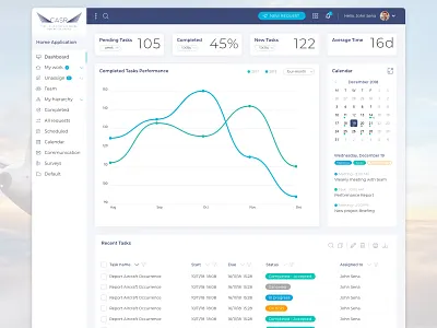 CASR Dashboard admin adobe xd aircraft airline airplane calendar crm dashboad saas software task ui ux