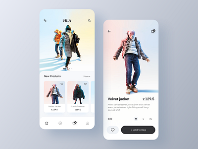 HLA Men's wardrobe card interface shopping ui