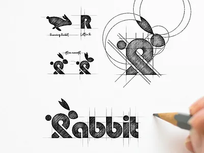 Rabbit Logo Process animal animal logo brand branding company design designer garagephic studio graphic grid icon illustration logo logo process rabbit rabbit logo sketch vector wordmark logo
