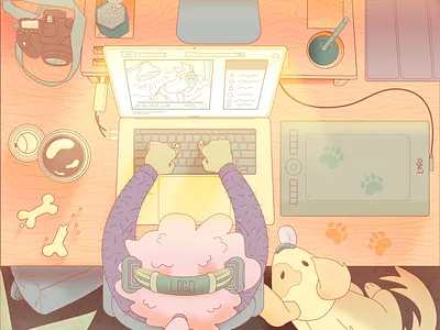 Dog Daze adorable albumart animal art calm chillhop cute cuties design designer dog girl illustration illustrator pastel playlist relax sweater vibe workspace