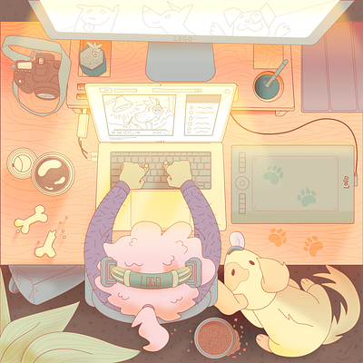 Dog Daze adorable albumart animal art calm chillhop cute cuties design designer dog girl illustration illustrator pastel playlist relax sweater vibe workspace