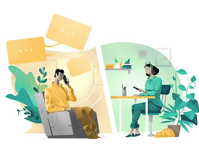 Talk / Listen Application app chat communication conversation cool friends hero home hurca illustration listen listener listening office people phone talk wow