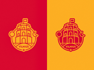 Vilnius sticker castle city dribbbleweeklywarmup gediminas hometown lineart red sticker tower town vilnius yellow