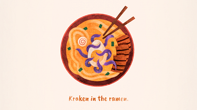 Kraken food illustraion kraken noodles octopus ramen textured