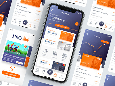 ING Home Bank RO - Design concept preview app apple application bank banking branding card dashboard homebank ing ios iphone mobile money redesign transaction ui ux visa wallet