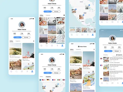 Profile page app blue card clean design profile simple ui