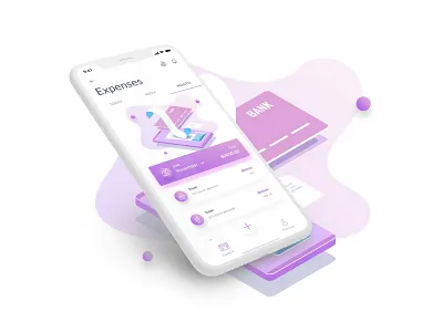 Expense App- Design Exercise app app design case study color concept debut design exercise expense expense tracker illustration money purple travel uxui wireframe