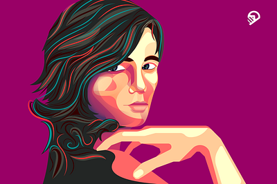 Geometric Girl Portrait branding clean illustration colorful art cute design geometric icon illustration playful vector
