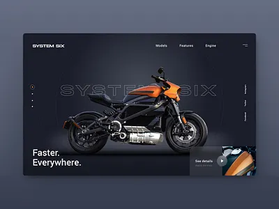 System Six Motorcycle Landingpage dailyui dark ui darktheme motorbike motorcycle motorcycles ui ui ux uidesign uidesigner webdesign webdesigner website
