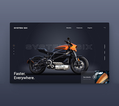 System Six Motorcycle Landingpage dailyui dark ui darktheme motorbike motorcycle motorcycles ui ui ux uidesign uidesigner webdesign webdesigner website