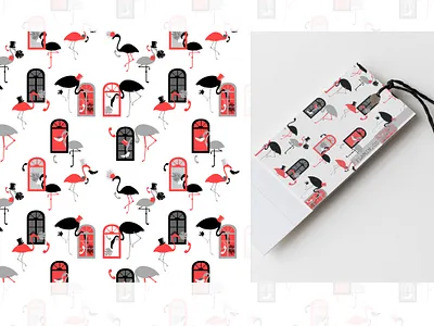 Flamingos' in The City🌆 branding city design flamingo flamingos flat illustration monochrome packaging pattern pattern art patterns print print design vector vector art vector illustration