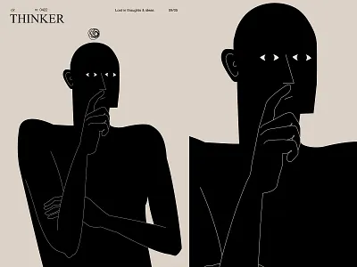 Thinker abstract composition form hands illustration laconic layout man minimal modern poster art thinker