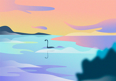 Loch Ness Monster art design gradient grain illustration illustration art illustrator landscape landscape illustration photoshop sketches vector vector art vector illustration vectorart vectorartist