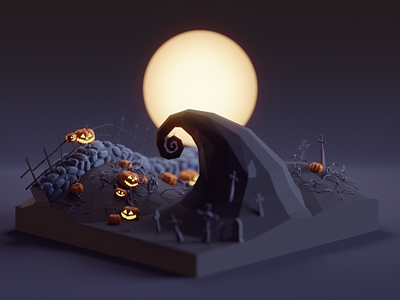 Nightmare Before Christmas b3d blender dark disney halloween illustration isometric jack skellington low poly