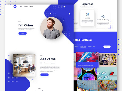 Personal Portfolio Landing Page about blue clean design gallery header hero landing modern page personal portfolio simple sketch sketchapp skill template ui web website