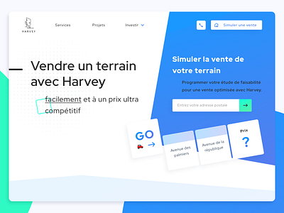 Harvey • Web Design blue branding builder clean dayli estate flat french game gaming gradient illustration monopoly ui webdesign