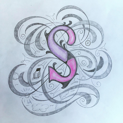 s - Letter flourishes lettering sketch