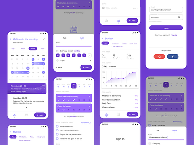 App Tracker habits and task aplication app clean habit habit tracker habits interface minimal mobile mobile app tasts tracker app ui uiux ux