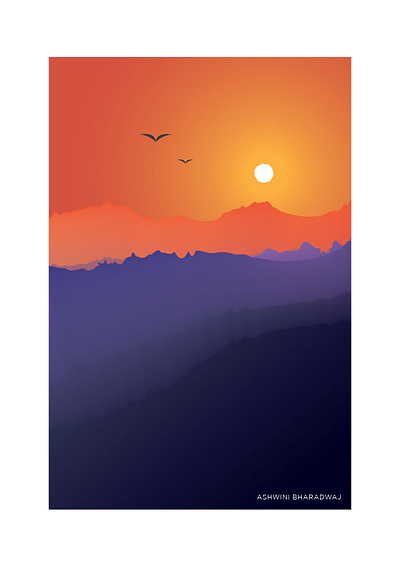 Gradient 2 brightcolours experiment gradient graphic graphicdesign landscape mountains part2 practise vector