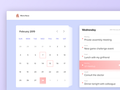 Calendar calendar calendar app calendar ui color design task todo ui ux widget