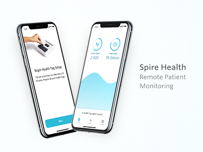 Spire Health — Remote Respiratory Patient Monitoring app dashboad health health app health care healthcare ios monitoring onboarding patient respiration respiratory ring setup visualization wave