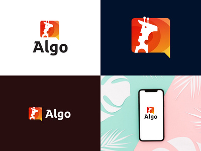 Algo animal branding chat chat app clever creative design design giraffe gradient grid logo icon mark logo logo vector