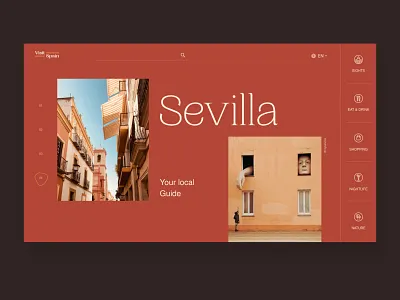Sevilla city guide concept homepage spain tourism travel ui web web design webpage website