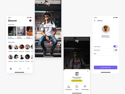 Shuttl AR App add friend ar augmented reality booking camera app commuter concept design connect design future interface ios application iphone minimalist passenger app profile simple ui ux ux