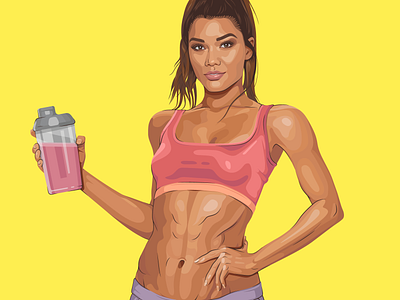 Fitness Girl fit fitness illustration sports woman