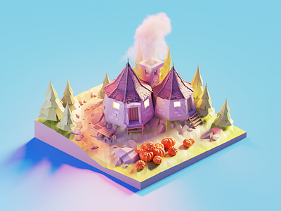 Hagrid's Hut 3d blender diorama fanart hagrids hut harry potter illustration isometric low poly lowpoly lowpolyart