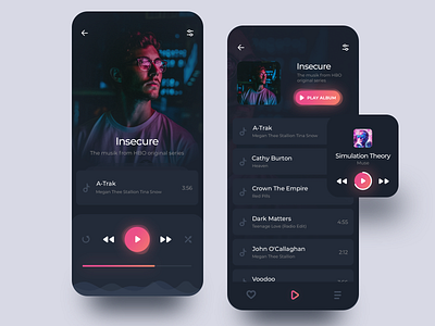 Music Player DarkUI app application dark dark ui design digital gradient color music music app top shots ui ux