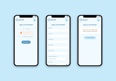 Mentell – Mobile Sign Up design form mobile registration responsive sign up ui ui design user experience user interface ux