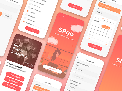 Leave Tracking App adobe xd calendar holidays home screen hr app leave tracker mobile mobile app orange splash ui ui design ui ux ux design vacation vacations wireframing work from home