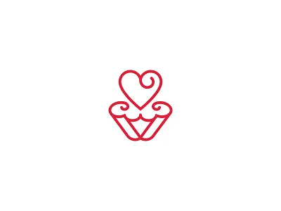 In Love design graphic heart line logo mark minimal pastry simple symbol