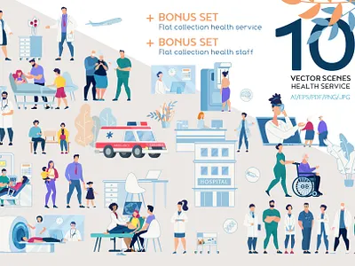 Health Service Scene Vectors banner care doctor element equipment first graphic health healthcare healthy hospital icon illness medical medicine professional services sign template vector