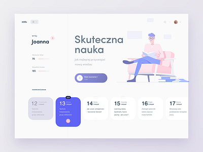 Eddu - Education Platform animation blue cards coaching dashboard eddu education falt flatillustration light overview pink selfdevelopment selfgrowth slider slides timeline ui ux