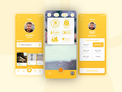 Uphoto: Watermark camera app camera design mobile ui ux vector yellow