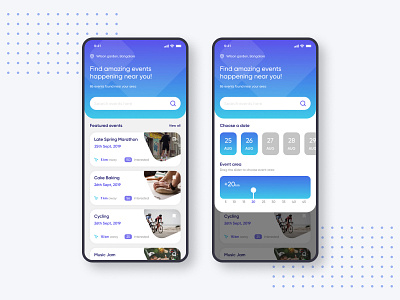 Events app concept UI app app design app ui design events app filter slider ui user interface