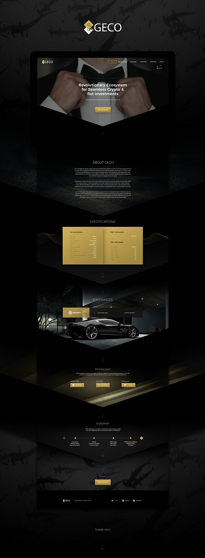 Crypto, Token, ICO, Landing page design GECO coin branding coin crypto cryptocurrency design ico landing landing page landing page design layout logo luxury design token trade ui ux ux ux design visual design web design web site