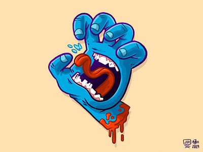 Screaming Hand 80s 90s blake stevenson blood branding character design hand hipster illustration jetpacks and rollerskates jetpacksandrollerskates retro santacruz skateboard skateboarding skull tongue