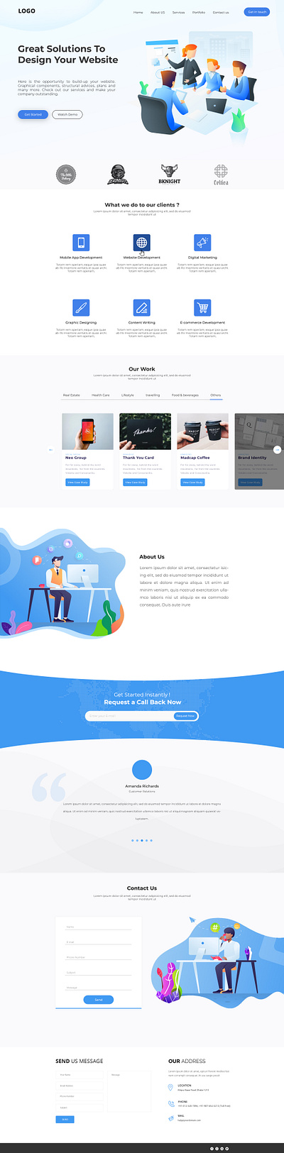 Landing Page Design clean corporate business card corporate design creative design graphic design illustration landing page mockup modern psd mockup ui vector website website design