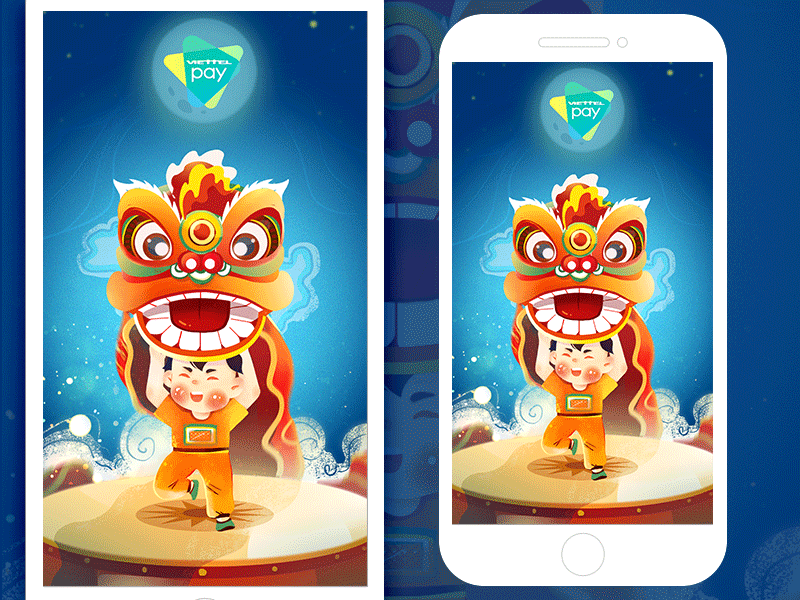 Mid-Autumn Festival autumn children dragon gif illustration kids lân sư rồng moon mua lan múa lân process rằm trung thu viet vietnam