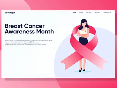 breast cancer awareness month app davarega studio design flat design flat illustration illustration landing page landing page ui layout simple design ui design