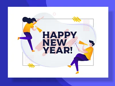 HAPPY NEW YEAR app davarega studio design first shot flat design flat illustration illustration landing page landing page ui simple design ui design