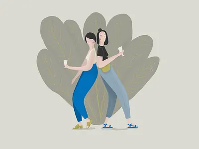 Party girls art drawings drinks girls girls illustration illustration outdoors party