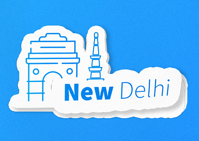 New Delhi Sticker blue blue and white delhi dribbble playoff gate india gate light line icon line icons minimal mockup new delhi playoff qutub minar sticker stickers