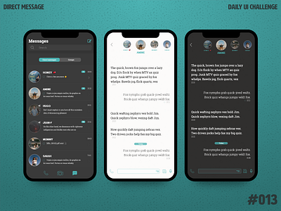 Daily UI Challenge 013 — Direct messaging adobexd app clean daily 100 challenge daily ui 013 dailyui dark dark theme dark ui direct message ios iphone x light madewithadobexd redesign uidesign whatsapp whatsapp redesign