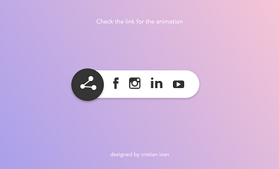 Share Options + Animation (see link) buttons challenge dailyui dailyui010 dailyuichallenge facebook gradient instagram linkedin menu minimalist share sharepoint ui youtube