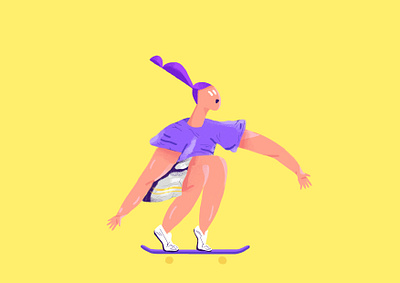 Skater girl art character design characters color combination details digital art fresh girl graphic tablet illustration movement pattern stylized texture vibrant colors